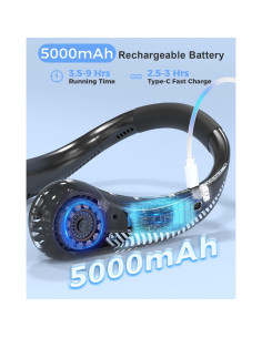 Ventilador de Cuello Portátil COMLIFE Sin Aspas 5000mAh 3 Velocidades 2