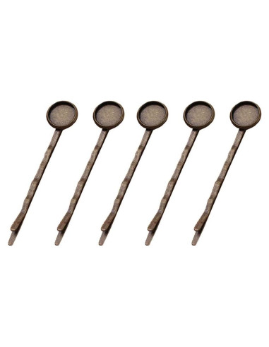 20 Horquillas de Metal con Bandeja Redonda Blanca 55mm ccHuDE