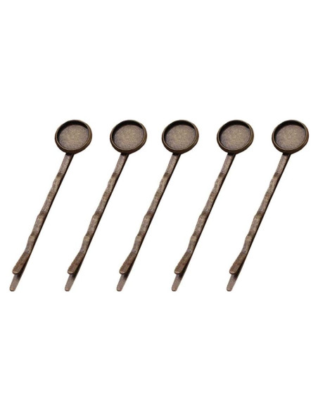 20 Horquillas de Metal con Bandeja Redonda Blanca 55mm ccHuDE