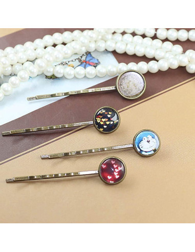 20 Horquillas de Metal con Bandeja Redonda Blanca 55mm ccHuDE