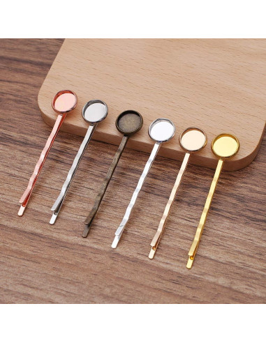 20 Horquillas de Metal con Bandeja Redonda Blanca 55mm ccHuDE