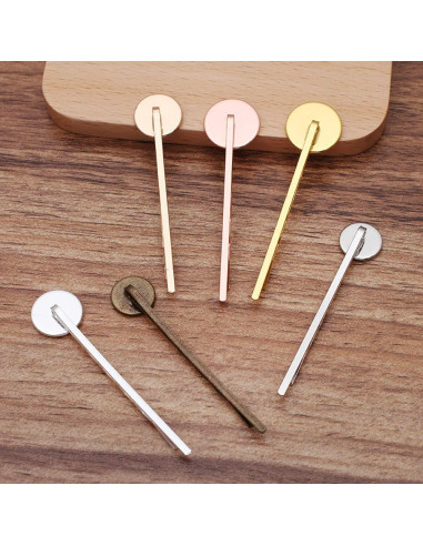 20 Horquillas de Metal con Bandeja Redonda Blanca 55mm ccHuDE