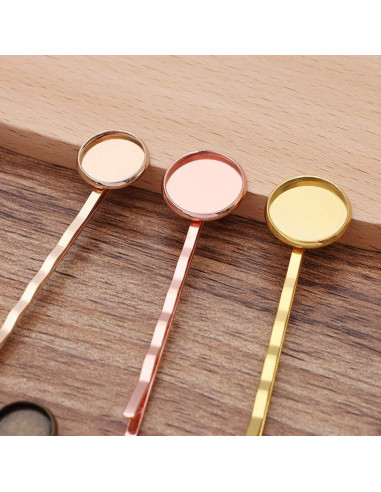 20 Horquillas de Metal con Bandeja Redonda Blanca 55mm ccHuDE