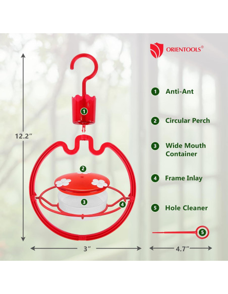 Alimentador de Colibrí ORIENTOOLS 269g con Trampa para Hormigas