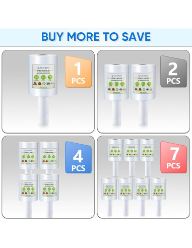 Rollo de Película Estirable TICONN 304.8m 12.7cm con Mangos