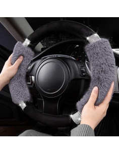 Cubierta de Volante CAR PASS de Lana Gris Brillante 14.5-15" 2