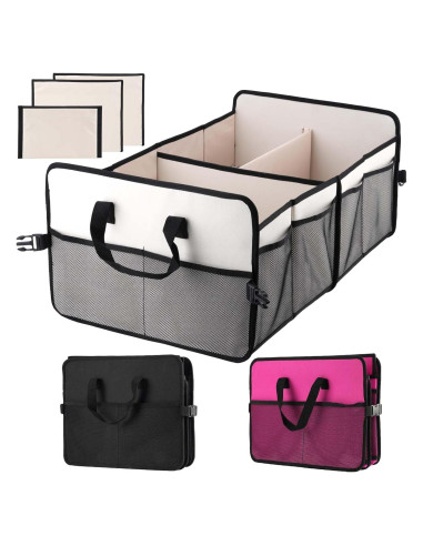 Organizador de Maletero de Coche ZMNKLRY 72L Plegable Beige