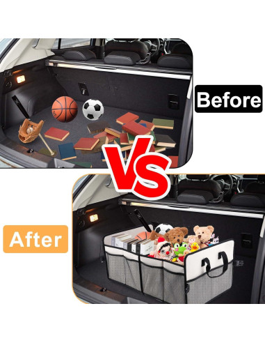 Organizador de Maletero de Coche ZMNKLRY 72L Plegable Beige