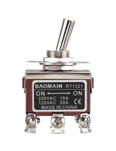 Interruptor Basculante DPDT Baomain 250VAC 15A 12mm 6 Terminales 2