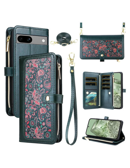 Funda para Google Pixel 6A Dswteny Verde con Correa y Soporte