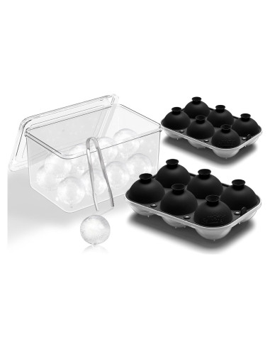Molde de Hielo Samuelworld 12 Esferas 6cm con Contenedor - Negro