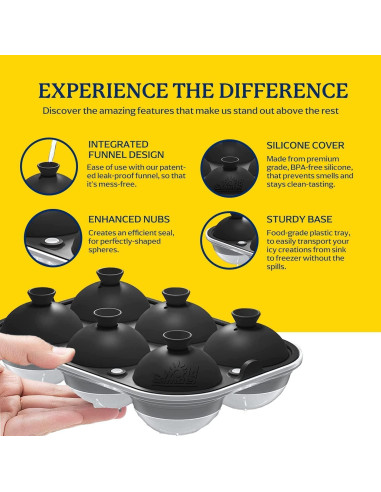 Molde de Hielo Samuelworld 12 Esferas 6cm con Contenedor - Negro