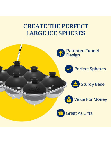 Molde de Hielo Samuelworld 12 Esferas 6cm con Contenedor - Negro