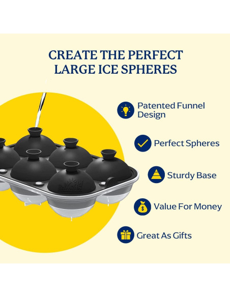 Molde de Hielo Samuelworld 12 Esferas 6cm con Contenedor - Negro