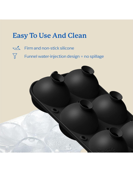 Molde de Hielo Samuelworld 12 Esferas 6cm con Contenedor - Negro