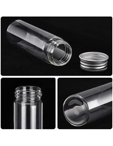 12 Tarros de Especias de Vidrio TOBWOLF 50ml con Tapa de Aluminio