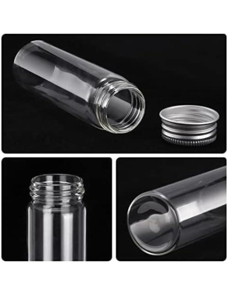 12 Tarros de Especias de Vidrio TOBWOLF 50ml con Tapa de Aluminio