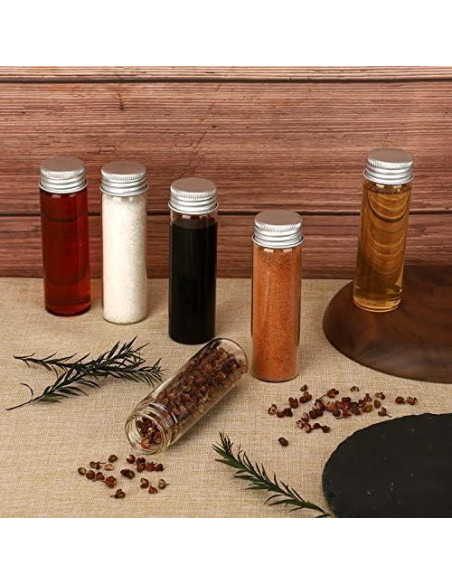 12 Tarros de Especias de Vidrio TOBWOLF 50ml con Tapa de Aluminio
