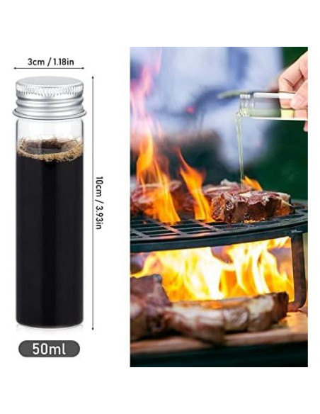 12 Tarros de Especias de Vidrio TOBWOLF 50ml con Tapa de Aluminio