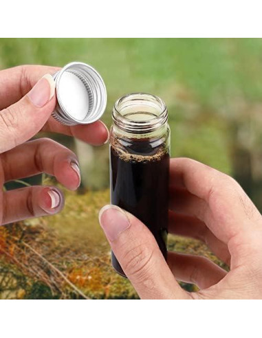 12 Tarros de Especias de Vidrio TOBWOLF 50ml con Tapa de Aluminio