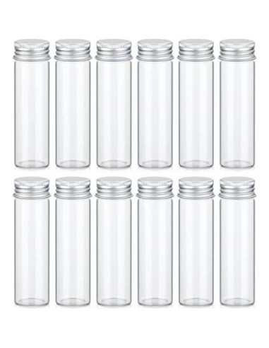 12 Tarros de Especias de Vidrio TOBWOLF 50ml con Tapa de Aluminio
