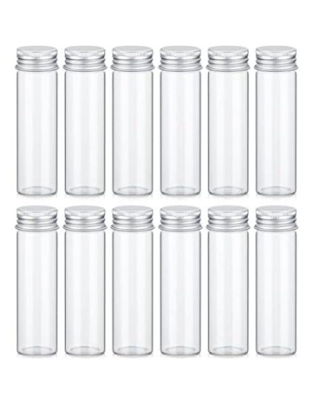 12 Tarros de Especias de Vidrio TOBWOLF 50ml con Tapa de Aluminio