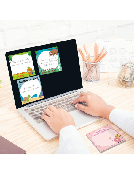 12 Notas Adhesivas Motivacionales Geyee 7.62x7.62 cm Divertidas