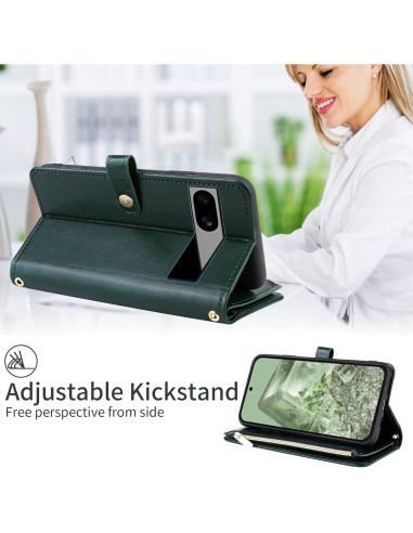 Funda para Google Pixel 6A Dswteny Verde con Correa y Soporte