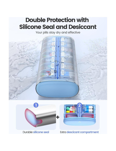 Organizador de Pastillas Semanal Vaydeer Azul 2 Veces al Día