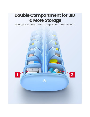 Organizador de Pastillas Semanal Vaydeer Azul 2 Veces al Día