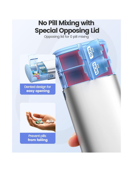 Organizador de Pastillas Semanal Vaydeer Azul 2 Veces al Día