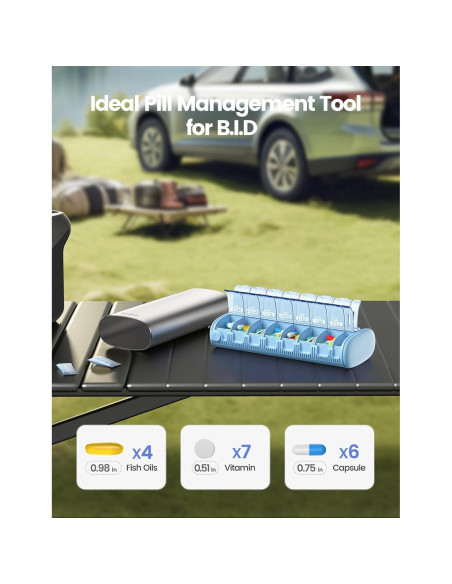 Organizador de Pastillas Semanal Vaydeer Azul 2 Veces al Día