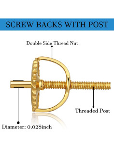 Respaldos de Aretes de Tornillo Catinee 14K Oro 2 Pares Hipoalergénicos 2