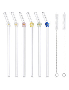Pajitas de Vidrio Reutilizables DUMING-IN 20CM 6 Pcs con Cepillos