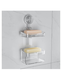 Soporte de Jabón con Ventosa FEPTUASE 2 Niveles Acrílico