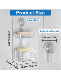 Soporte de Jabón con Ventosa FEPTUASE 2 Niveles Acrílico 2