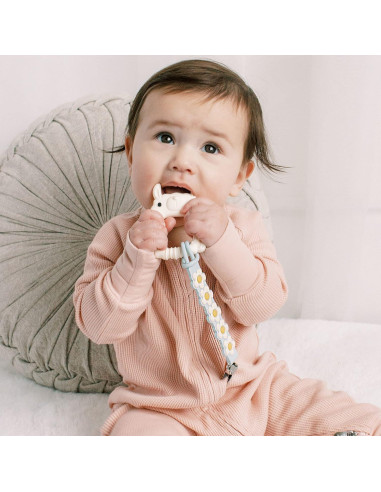 Clip de Chupete de Silicona Loulou Lollipop Azul Margarita