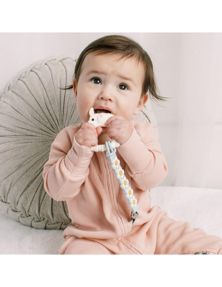 Clip de Chupete de Silicona Loulou Lollipop Azul Margarita