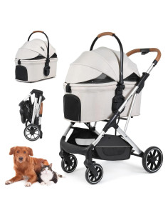 Carrito para Mascotas BEBEROAD T6 Plegable Beige 30kg