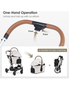 Carrito para Mascotas BEBEROAD T6 Plegable Beige 30kg 2