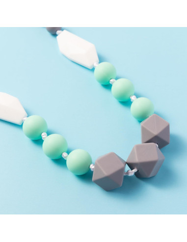 Collar de Dentición para Bebés 2PCS Silicona Verde Gris Negro