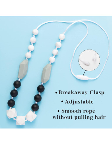 Collar de Dentición para Bebés 2PCS Silicona Verde Gris Negro