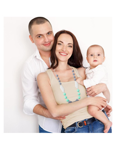 Collar de Dentición para Bebés 2PCS Silicona Verde Gris Negro