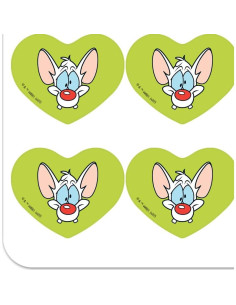 Pegatinas Corazón Pinky y El Cerebro - 18 Unidades Transparentes 2