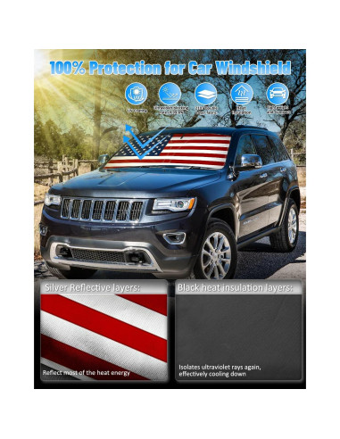 Sombra de Sol Bestview para Jeep Cherokee 2014-2024 - Bandera EE. UU.