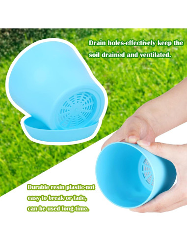 Paquete de 36 macetas de plástico Hahood 10 cm con platos