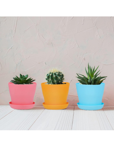 Paquete de 36 macetas de plástico Hahood 10 cm con platos