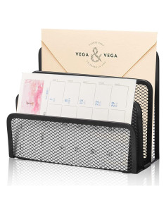 Organizador de correo de escritorio wishacc metal negro 3 secciones