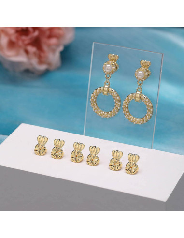 2 Pares de Elevadores de Pendientes Ajustables Kerryjewl Oro 18K