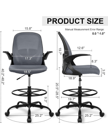 Silla de Dibujo Primy PR934-Parent Ergonómica Gris